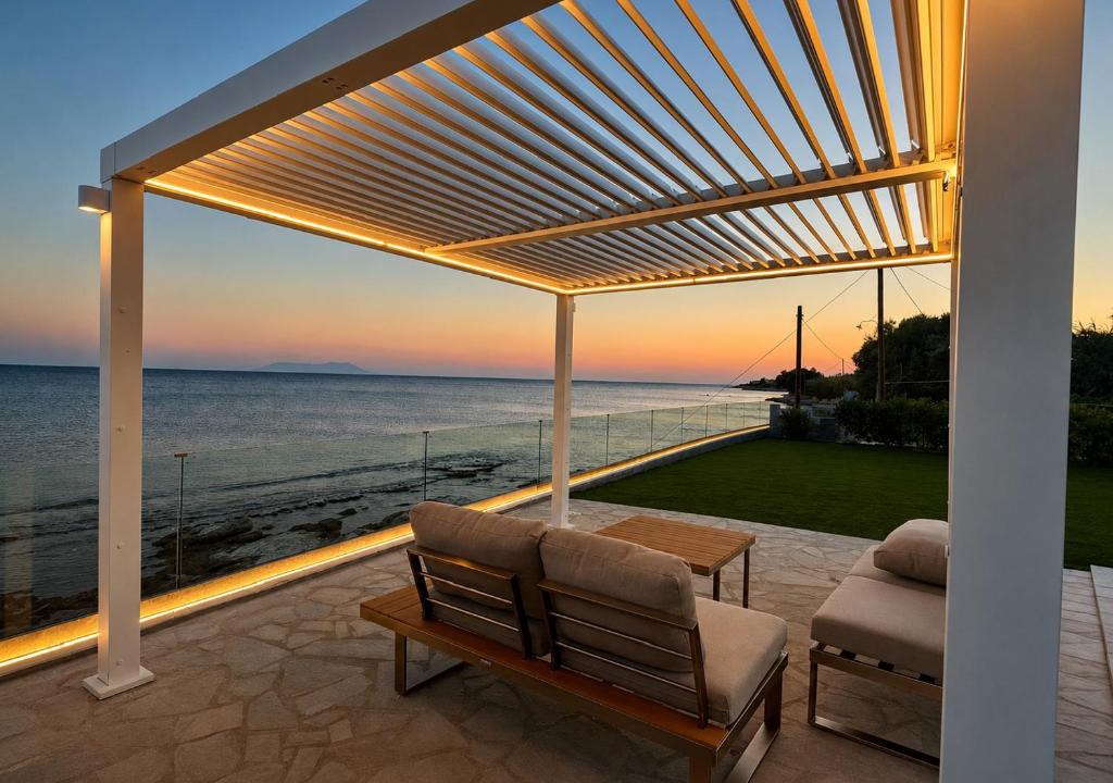 Plomari Villa | Aegean Horizon Seafront Luxury Villa Plomari Garden Level