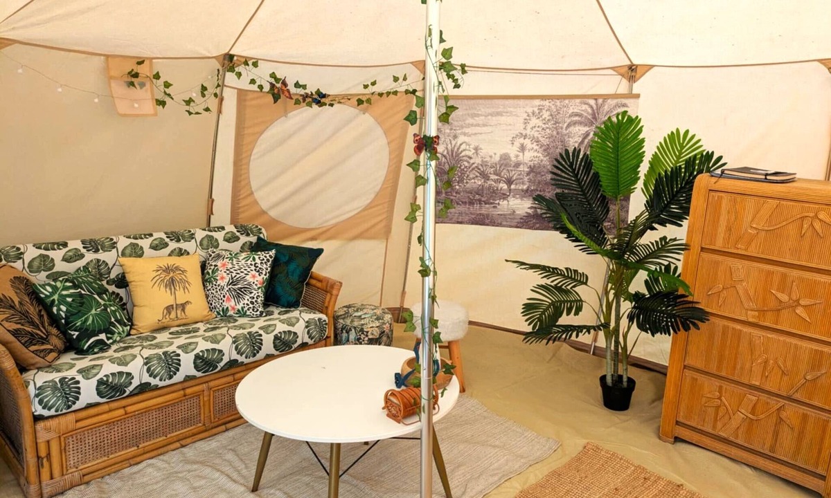 Saint-Palais RV Rental | Experience an unusual adventure in our Jungle Tent with vintage military truck