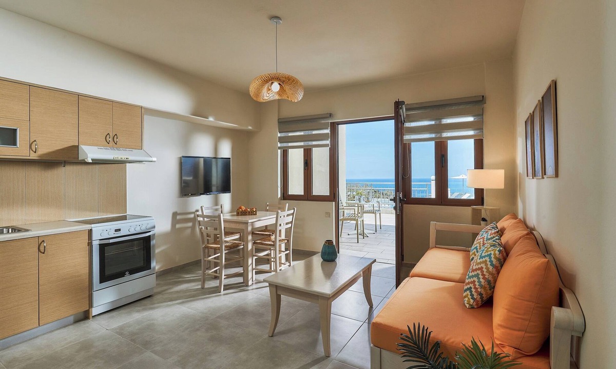 Agia Pelagia Apartment | "Ilios" apartment - 1 Bedroom Apt/Sea view/Shared Pool/Sleeps 4