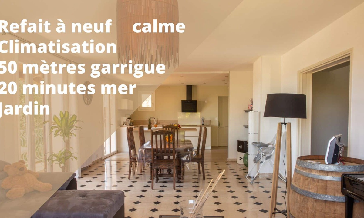 Pignan House | Maison garrigue calme, confort, terrasse, exposition sud avec ombre, jardin