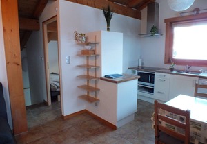 new semi-detached chalet, quiet and comfortable. With 2 bedrooms and 2 bathrooms.