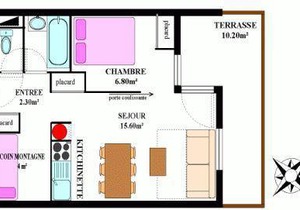 Wifi, floor -1, terrace, tv, ski locker, 33m², Aussois