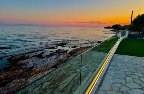 Plomari Villa | Aegean Horizon Seafront Luxury Villa Plomari Garden Level