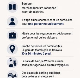 Montlucon House | Chambre chez particulier proche de tout commodités