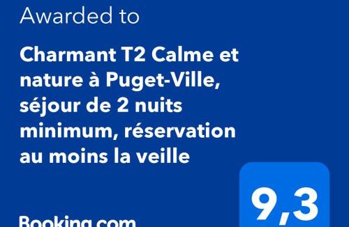 Puget-Ville Apartment | La Salamandre,Charmant T2 Calme et nature à Puget-Ville