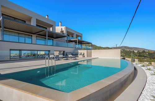 Agia Pelagia Villa | Majo Luxury 11BDR Villa with Sea View 2Heated Pools, Gym Sauna
