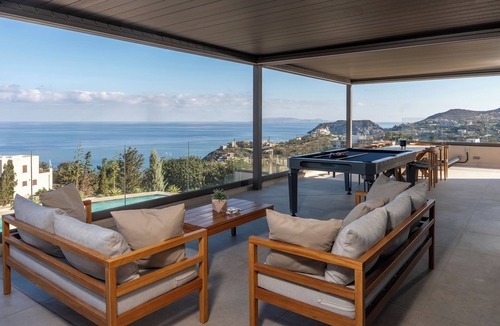 Agia Pelagia Villa | Majo Luxury 11BDR Villa with Sea View 2Heated Pools, Gym Sauna