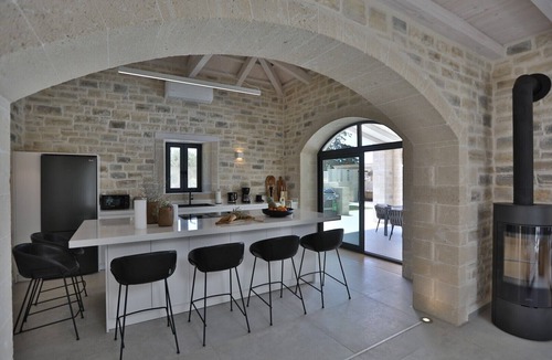 Atsipópoulon Villa | new natural stone villa with large pool and great sea views