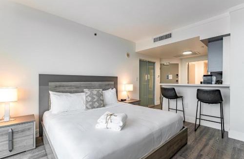 Coconut Grove Apartment | Stylish Studio at Hotel Arya King Bed Full Kitchen City View Balcony and Parking