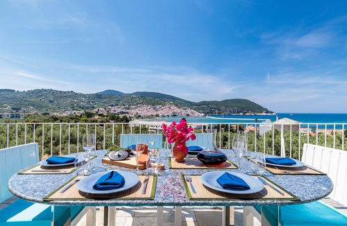 Skopelos Town Villa | Sunshine Villa in Great Location. 33ft long Pool.