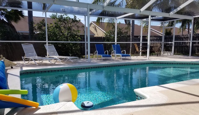 Solar panels for pool heat and a solar blanket as well. Some dog breeds allowed.